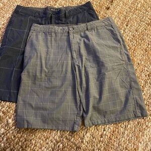 2- O'Neill Men's Plaid Shorts - Black and Gray